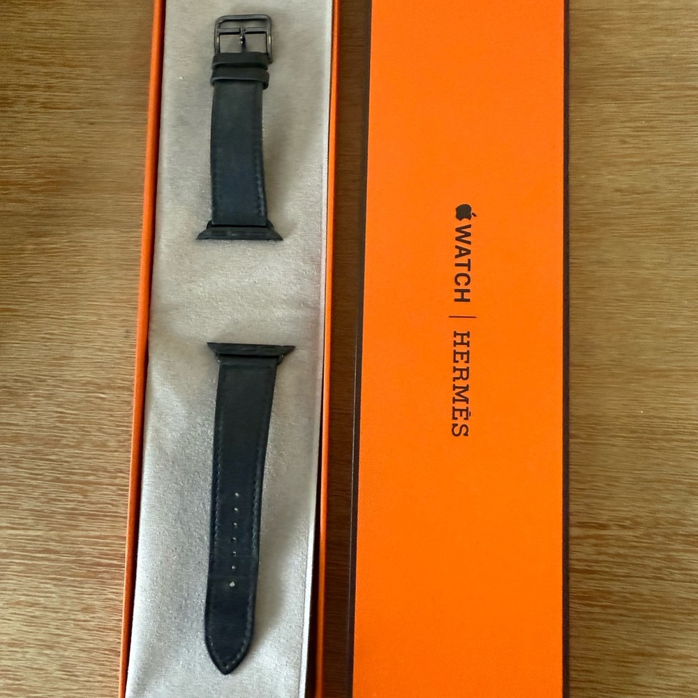 Hermes Black Leather Apple Watch Band